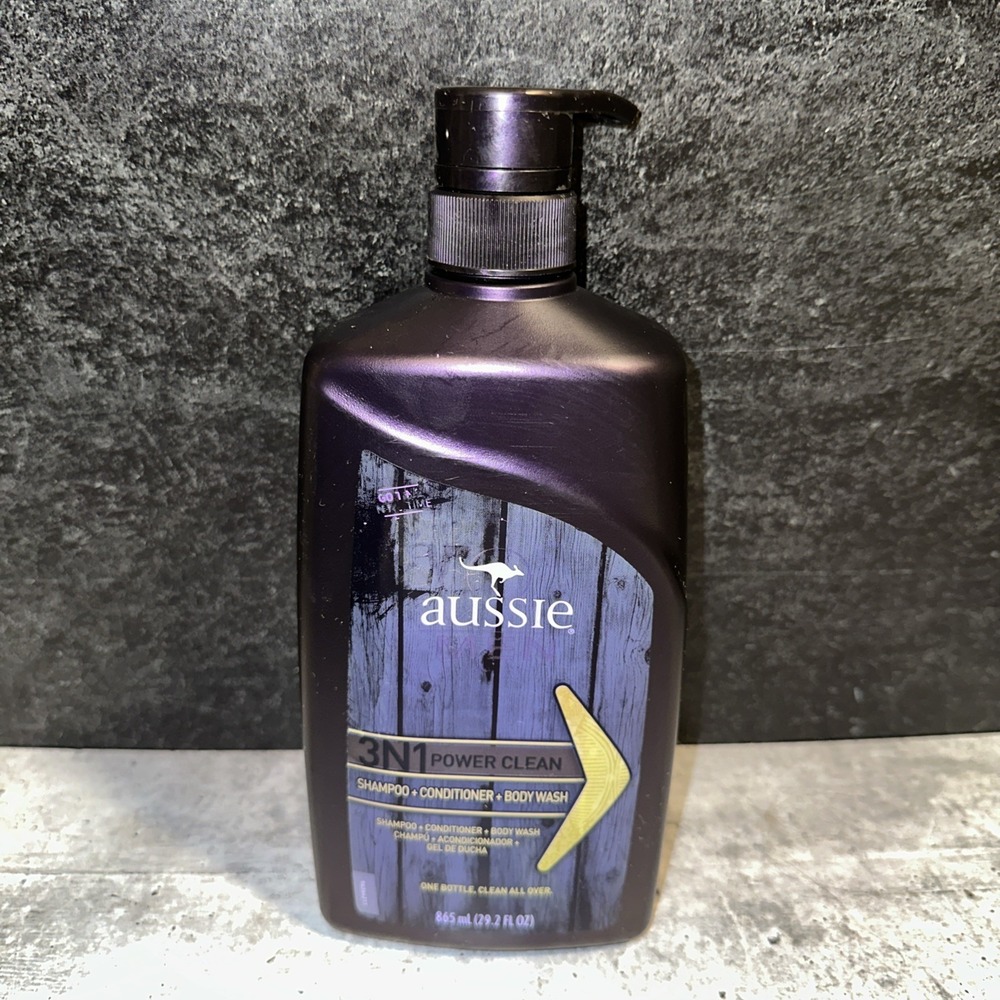Aussie Men Power Clean 3 In 1 Hair Shampoo & Conditioner Body Wash 29.2 Oz